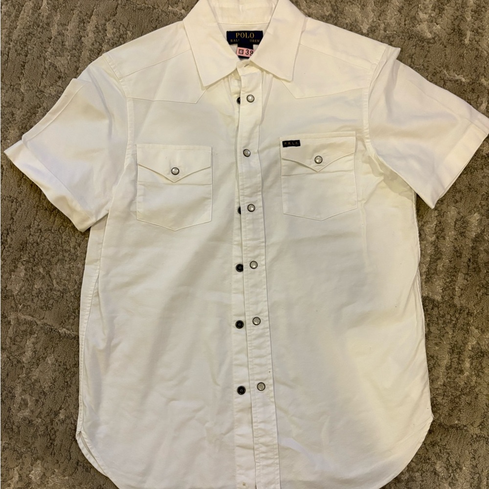 Polo by Ralph Lauren White Short Sleeve Snap Western Shirt
